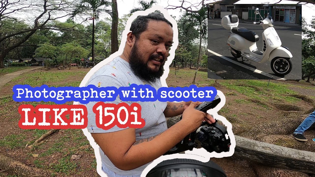 Photographer with scooter