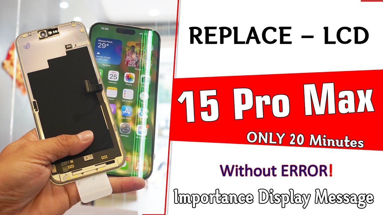 15 Pro Max Replace LCD without Show Importance Display Message we Change Chip IC [[ Full Video]]