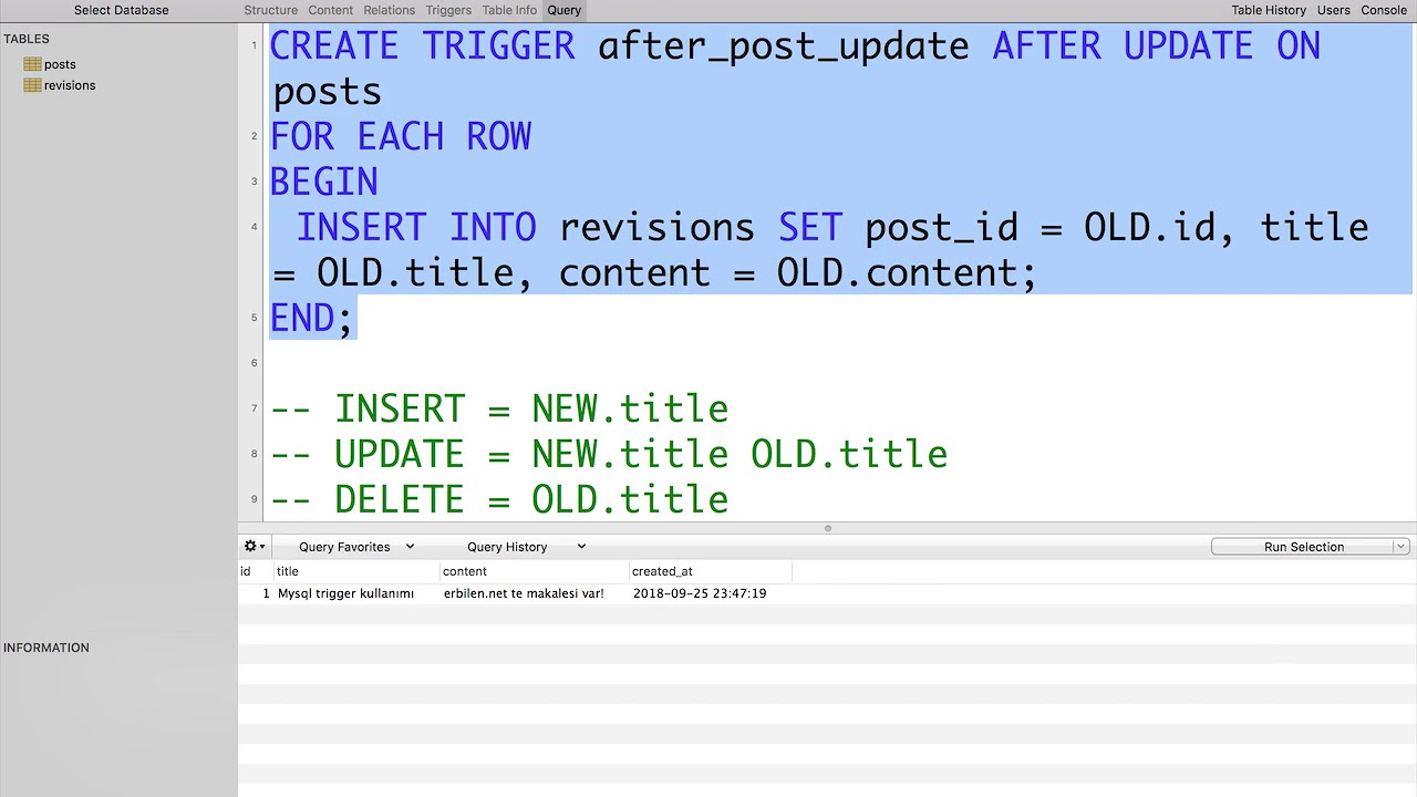 MySQL'de Trigger Kullanımı