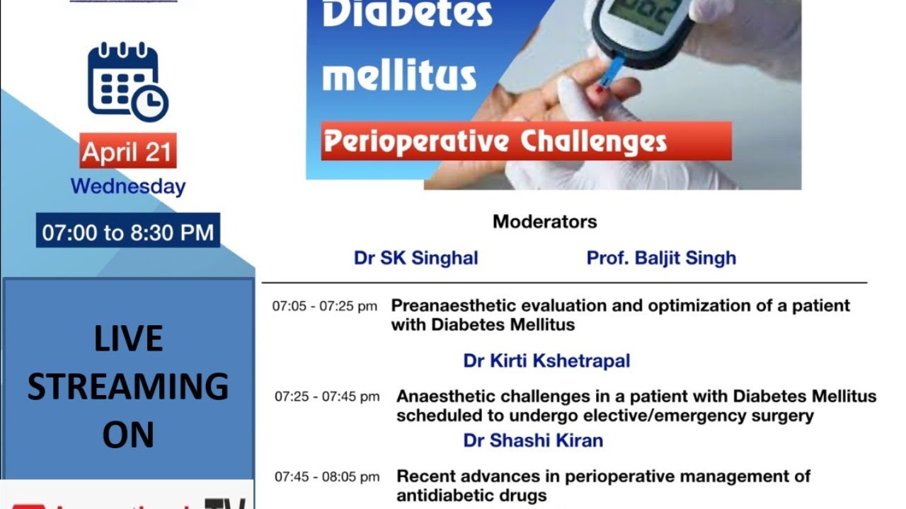 INDIAN COLLEGE OF ANESTHESIOLOGISTS ( ICA ) Presents  "DIABETES MELLITUS PERIOPERATIVE CHALLENGES