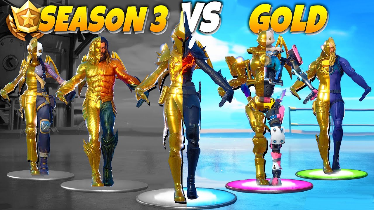 GOLDEN Season 3 Skins (Kit, Jules, Eternal Knight, Fade, Aquaman, Ocean) VS Shadow / Default / Ghost