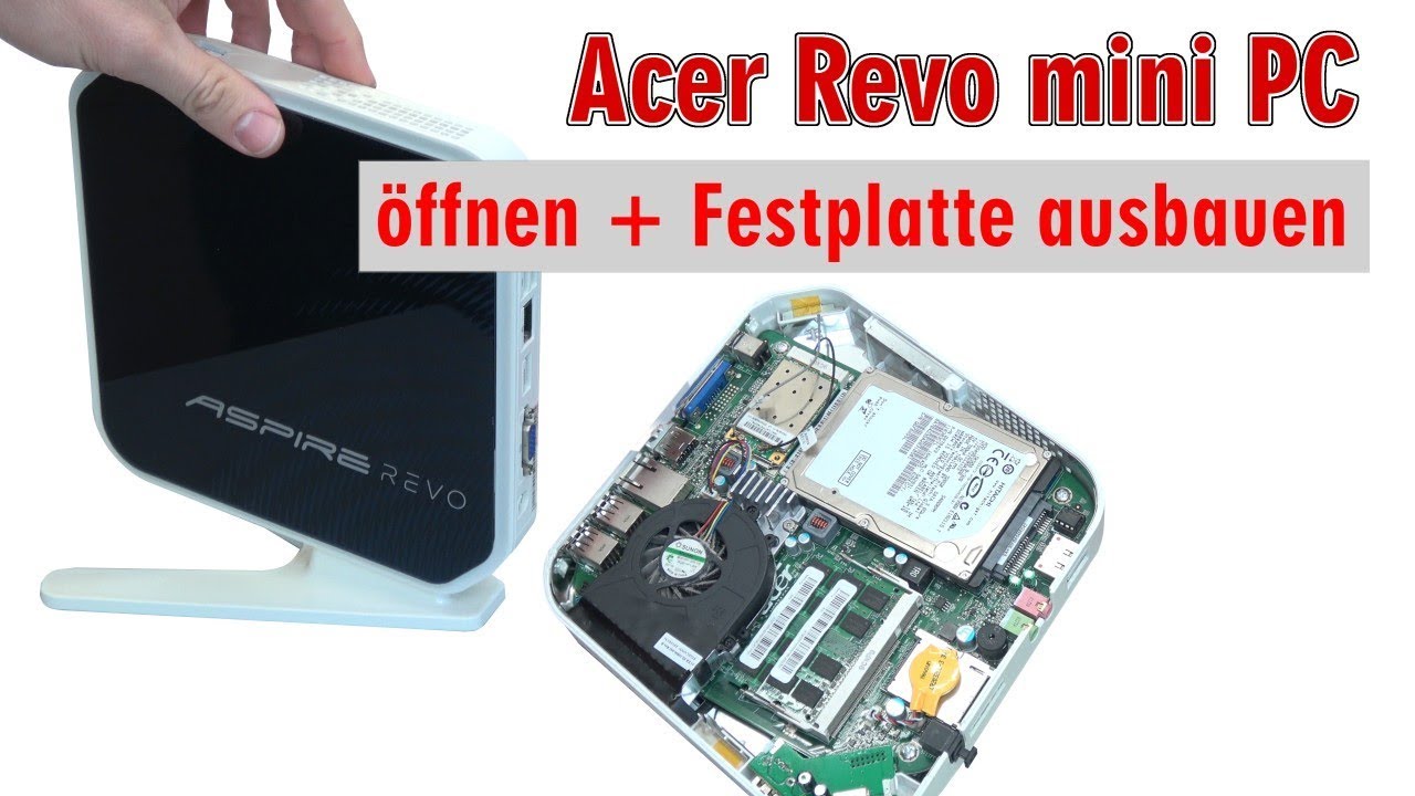 Acer Aspire Revo mini PC öffnen + Festplatte SSD ausbauen | Lüfter RAM CMOS - [4K]
