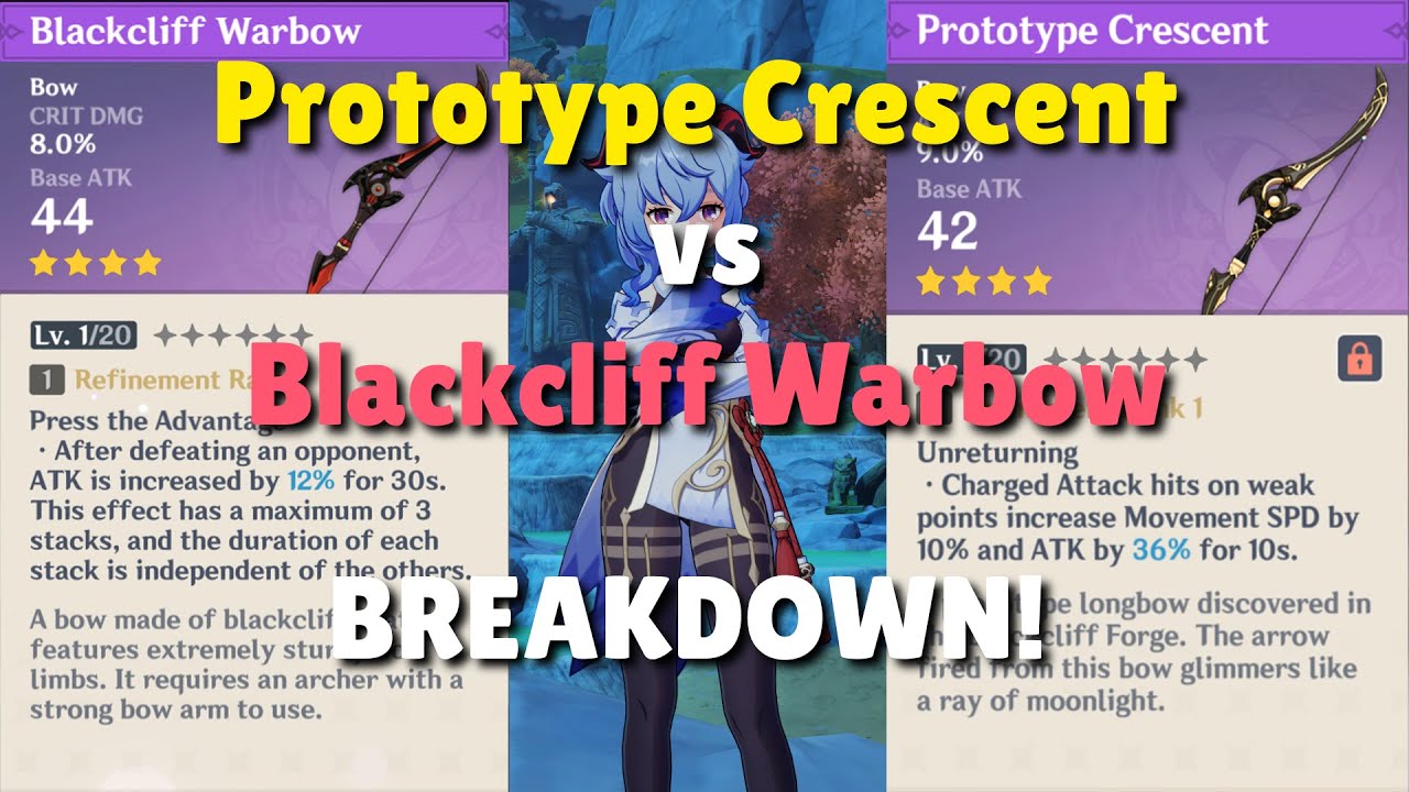 The Math behind Blackcliff Warbow vs Prototype Crescent for Ganyu. Which is better?