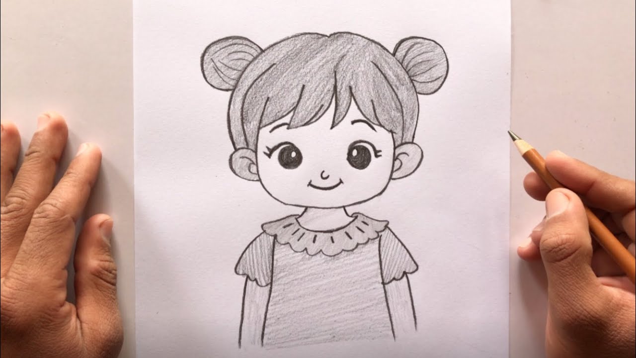 pencil shading drawing easy girl 🤞