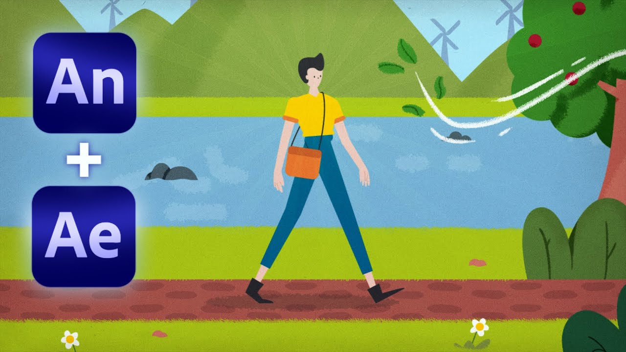 Cómo ANIMAR caminatas 👣 Proceso completo PASO a PASO (Adobe Animate + After Effects)