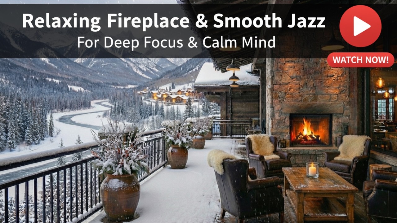 Winter Wood Cabin with Warm Fireplace Ambience 🔥 Smooth Jazz Music for Holiday Retreat