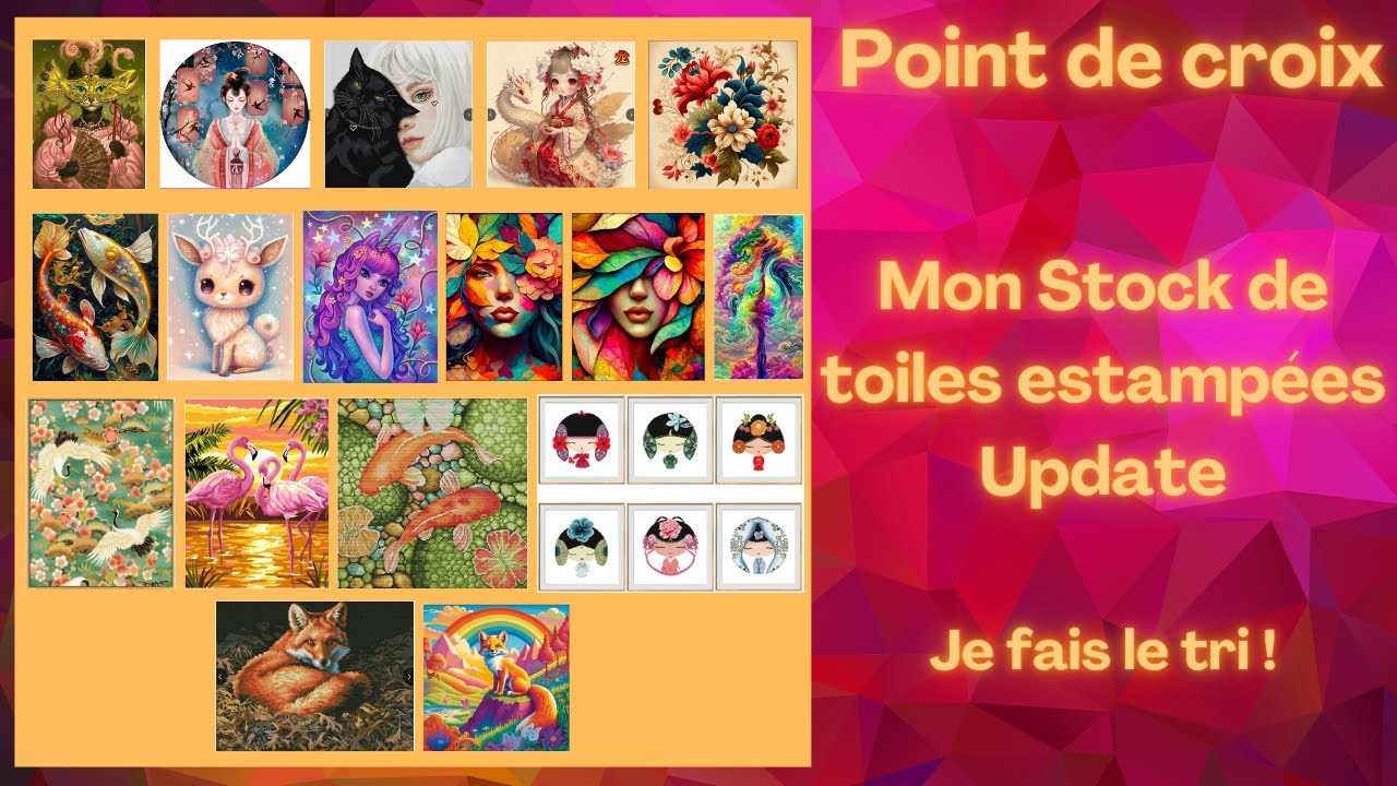 Point de croix - mon stock de toiles estampées