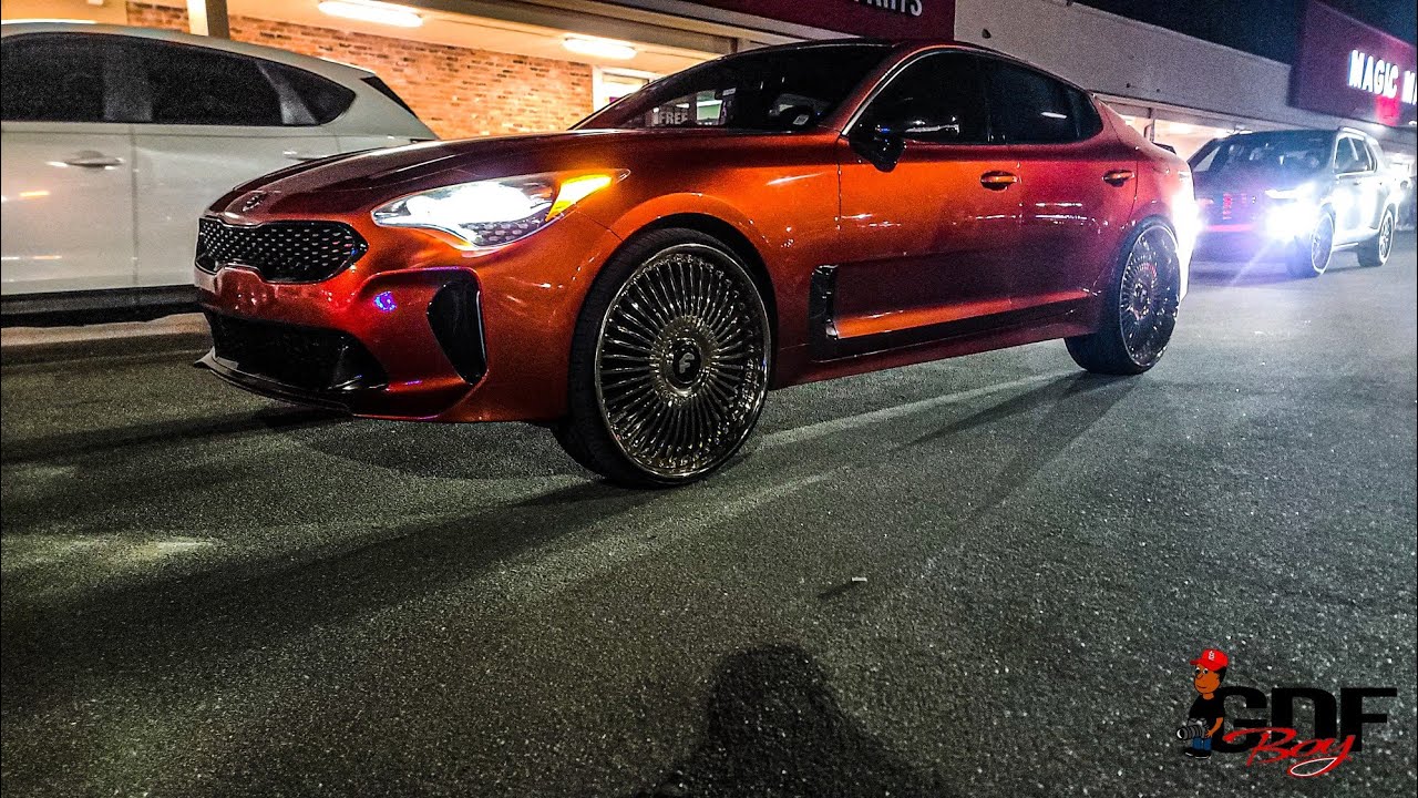 Candy Orange Kia Stinger on All Gold Forgiato Trimestre 24s