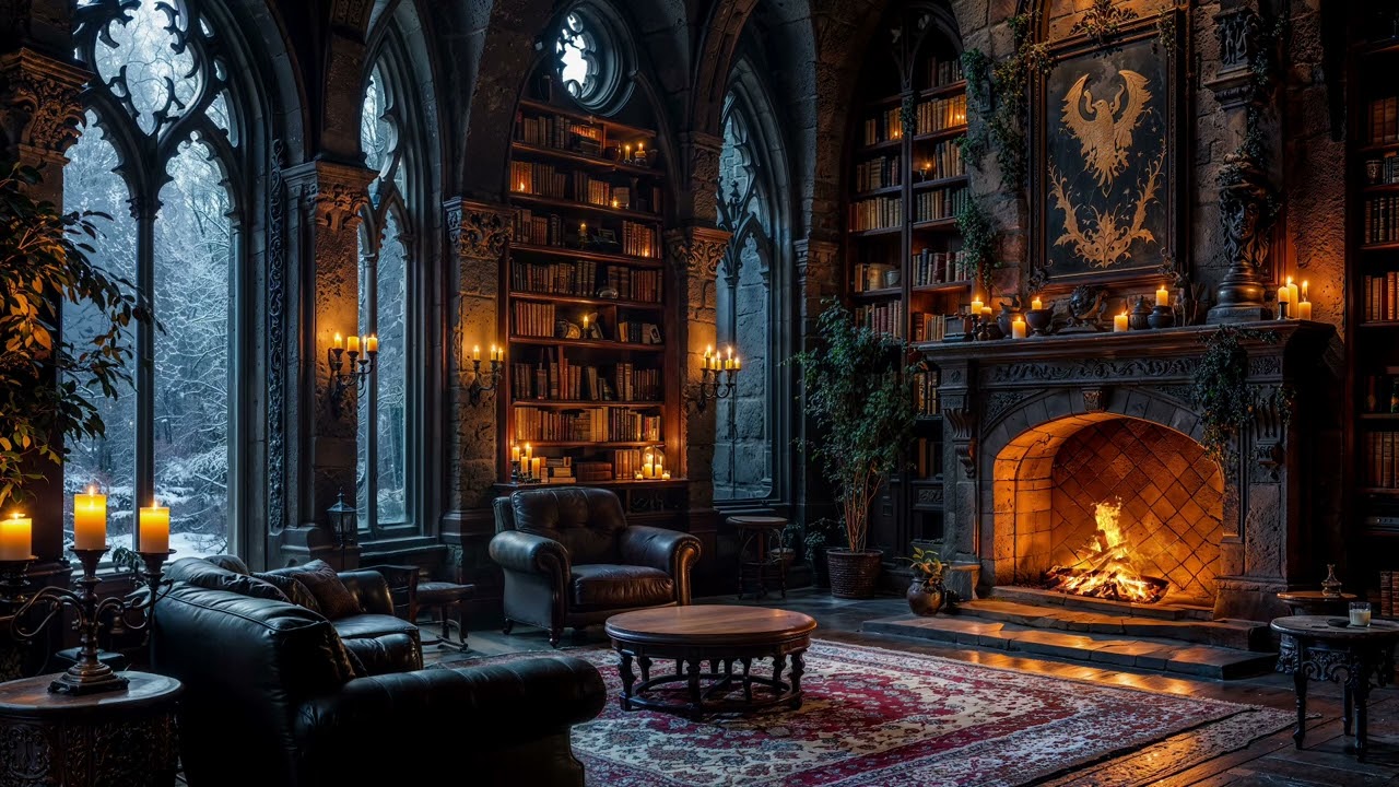 🔥 Enchanted Castle Fireplace ✨ Medieval Night Ambience for Deep Relaxation