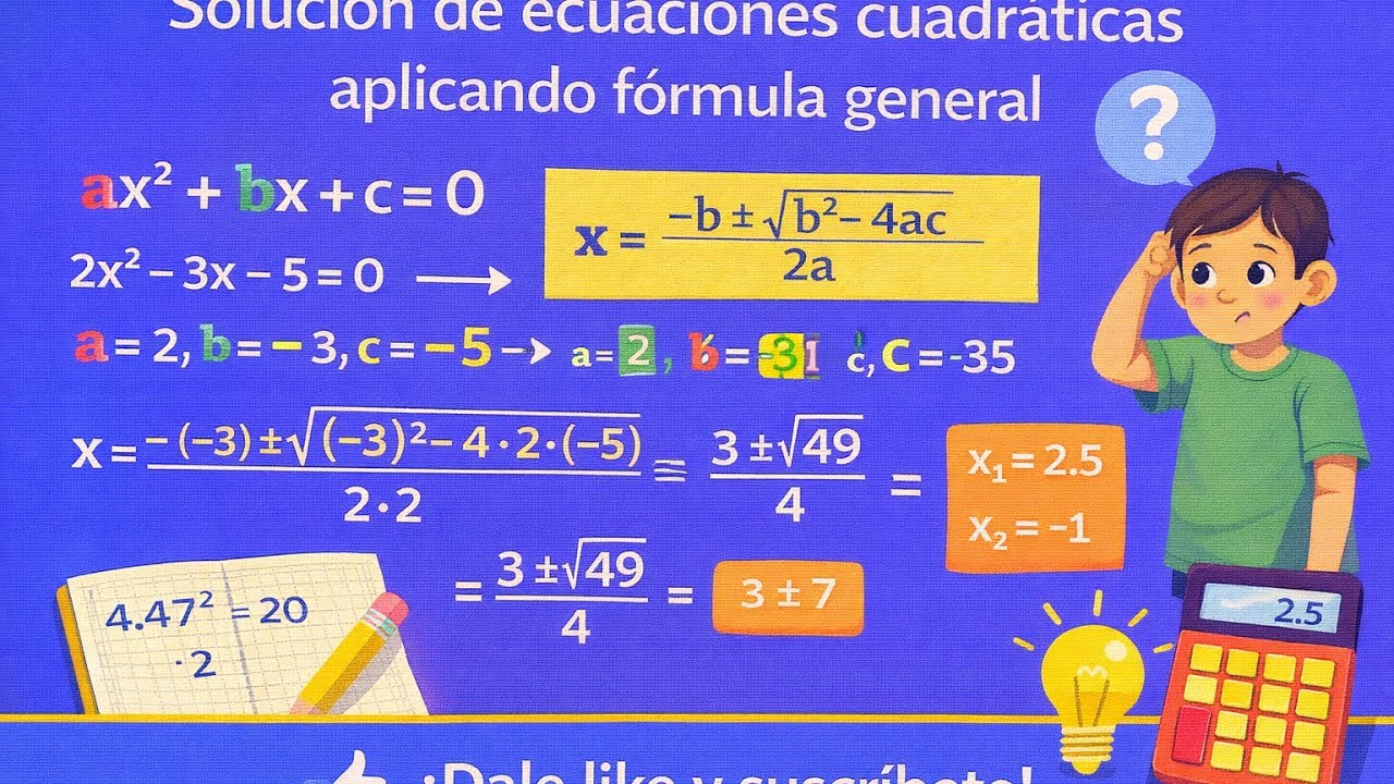 Fórmula cuadrática o fórmula general 