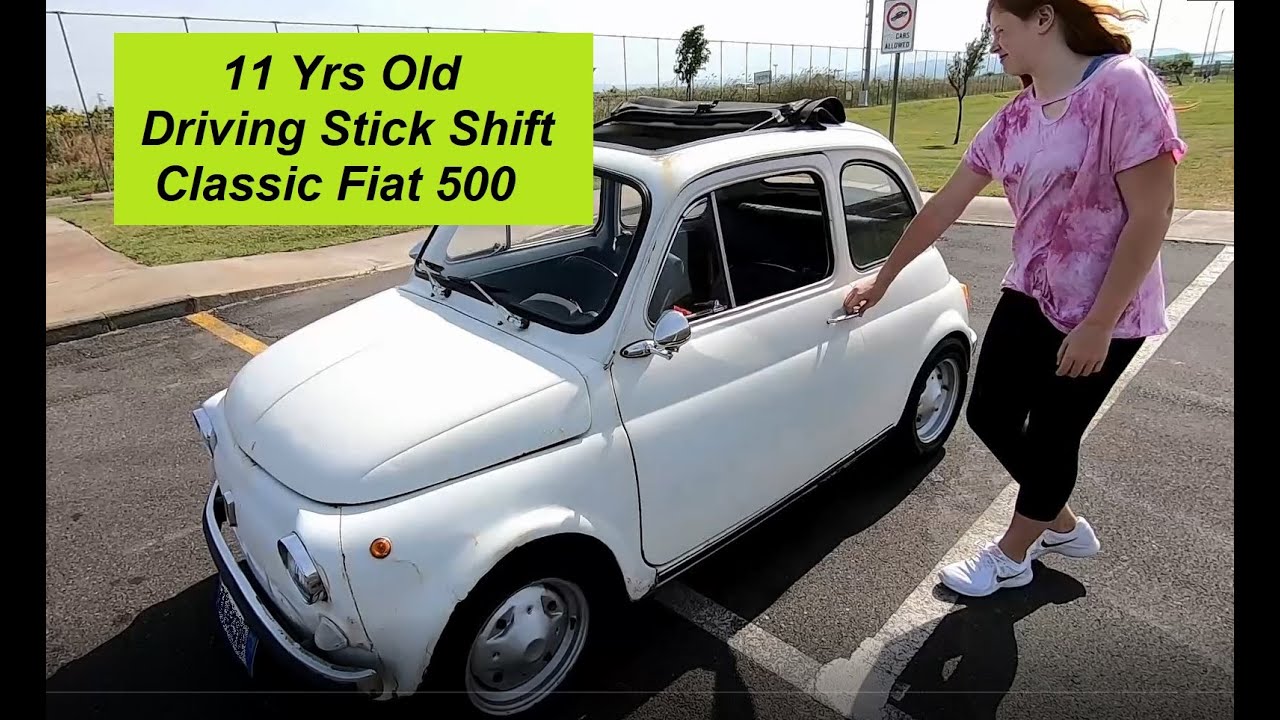 11 Year Old Driving Classic Fiat 500 Manual