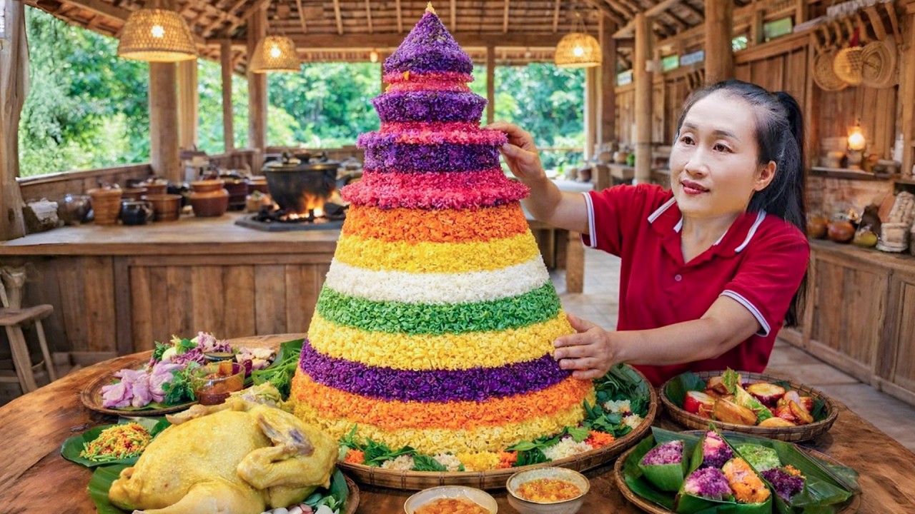 How to make five-colored sticky rice, harvesting ginger, selling chicken eggs at the market