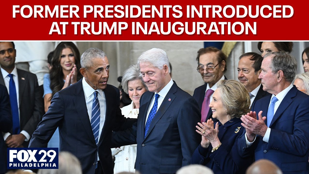 Former presidents Clinton, Bush, Obama introduced at inauguration