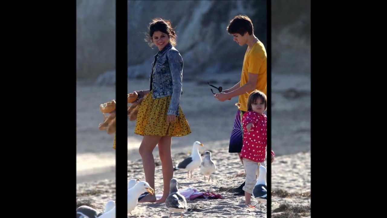 Justin Bieber & Selena Gomez have fun with Jazzy and Jaxon at Malibu Beach California