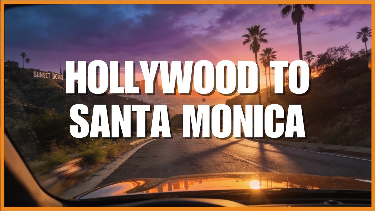 Sunset to Night Driving in Los Angeles: Hollywood Hills to Santa Monica