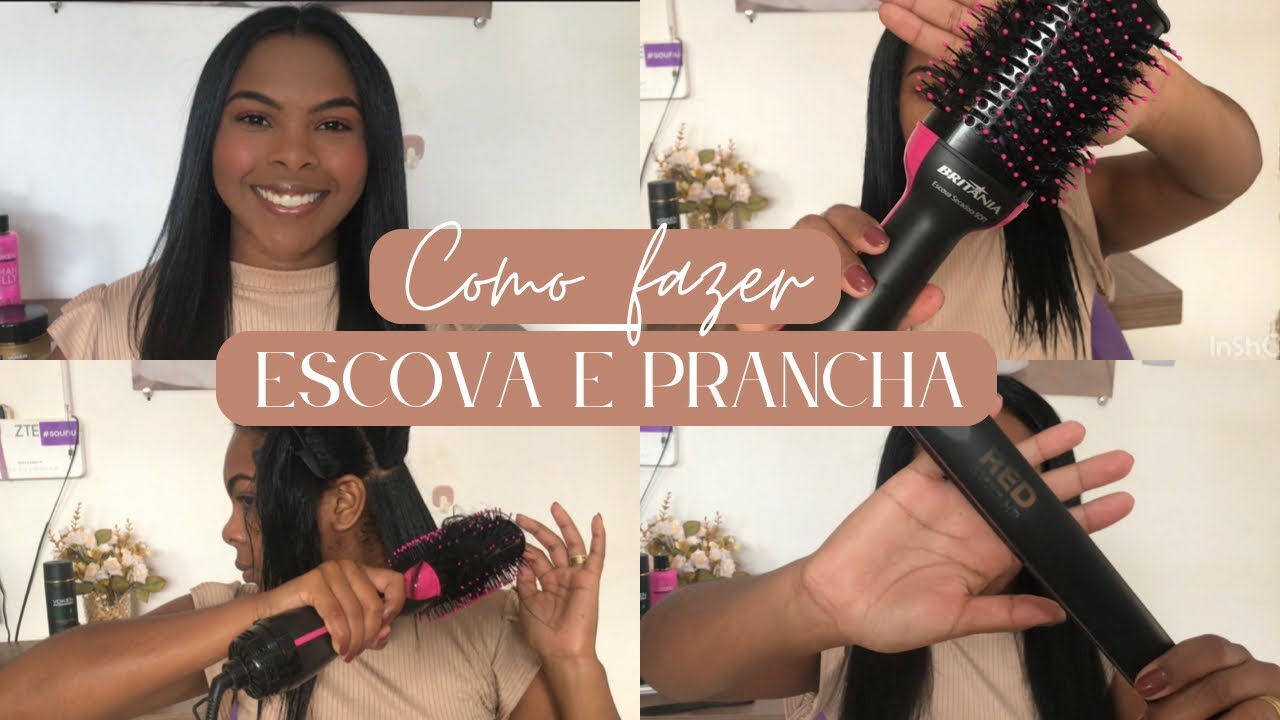Como usar escova secadora Britânia | Como fazer escova e prancha sozinha em casa | Escova secadora