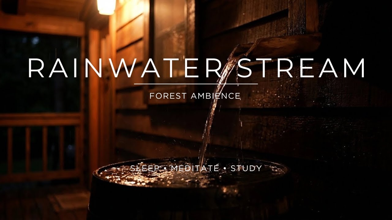 Rainwater Stream | Forest Cabin Ambience | Deep Sleep & Relaxation | No Ads