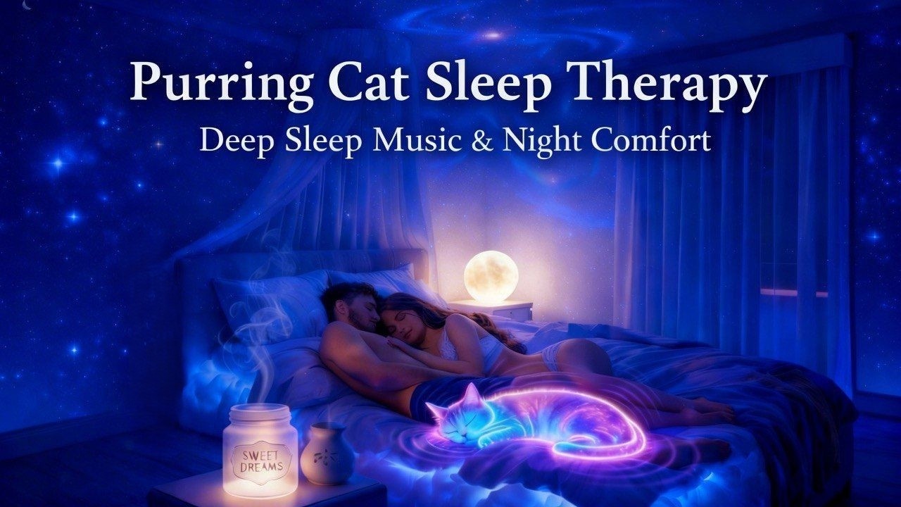 Purring Cat Sleep Therapy 🐈‍⬛Deep Sleep Music & Night Comfort | Relax in Minutes
