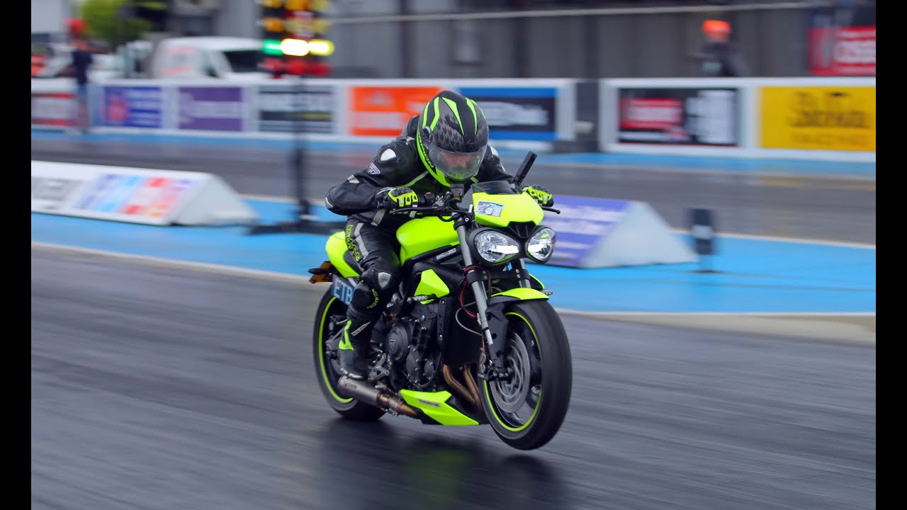 Greenlight Nationals 2024 ET Bike Round 2. Triumph Street Triple 765RS vs Honda VTR drag bike