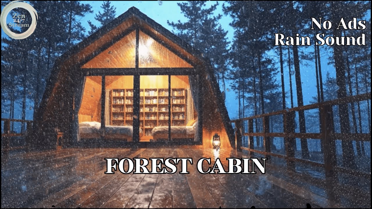 NO ADS Cozy Forest Cabin Rain & Distant Thunder | Sleep, Study, Relax. #sleepaid #rainsound