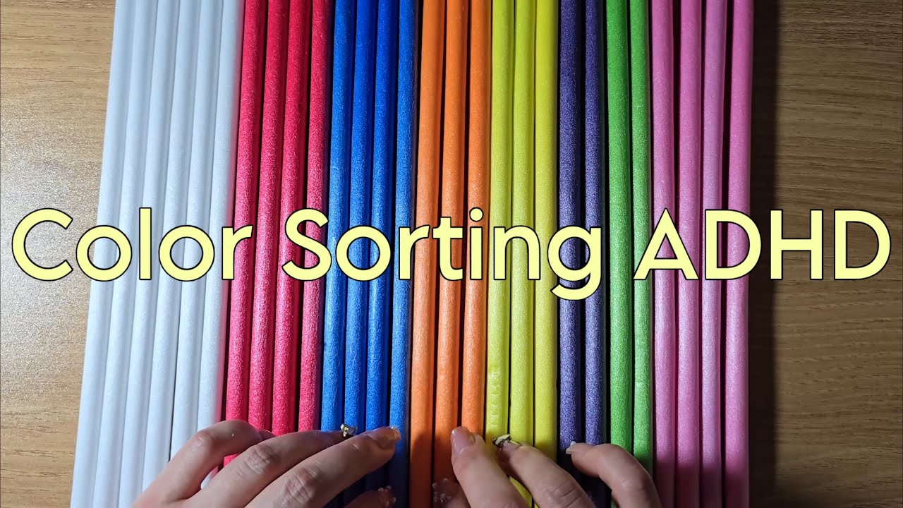 🌈 Color Sorting ASMR for ADHD Focus | Craft Straws