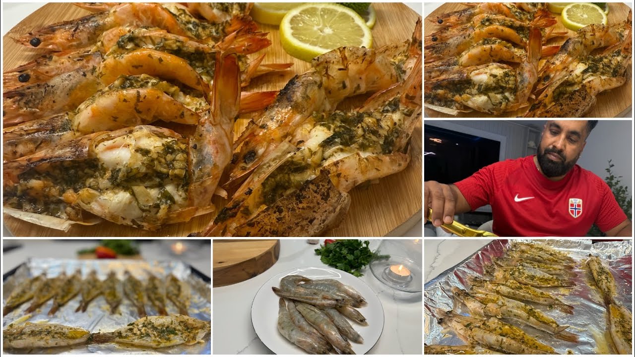 Delicious Grilled Prawn With Garlic Butter. 