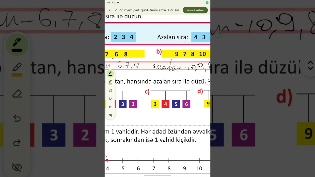 1ci sinif Riyaziyyat dərslik 1ci hissə səh=37,38
