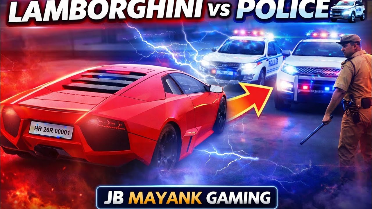 Lamborghini vs Police Chase 😱 India Driving Simulator | JB Mayank Gaming