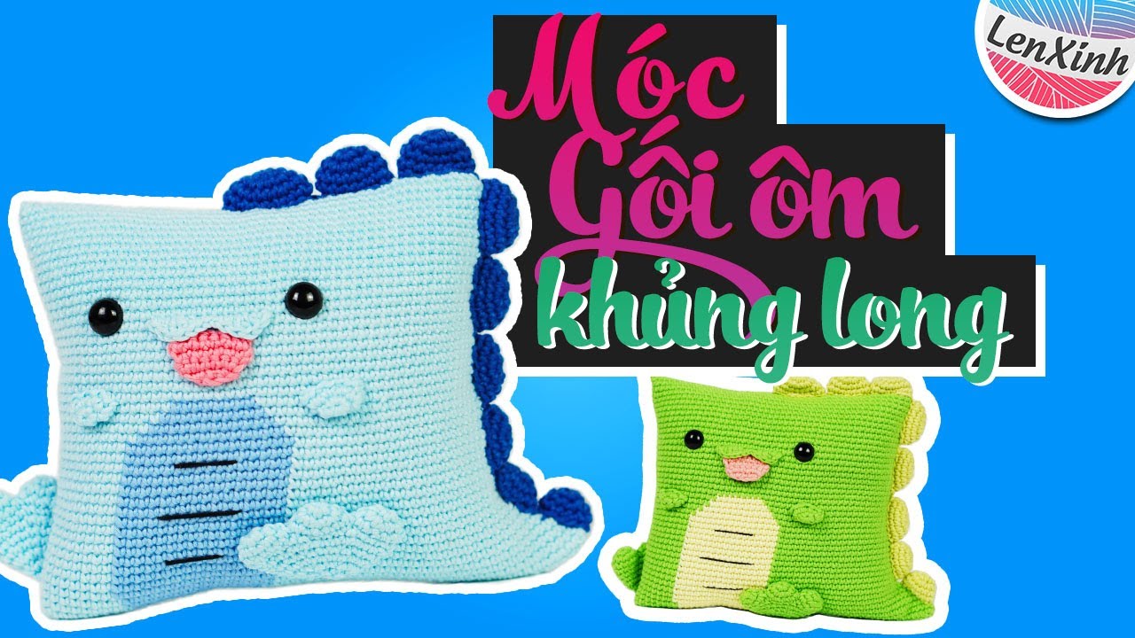 Crochet Pillow Free Pattern: A Cute Baby Dinosaur [Free Amigurumi Pattern]