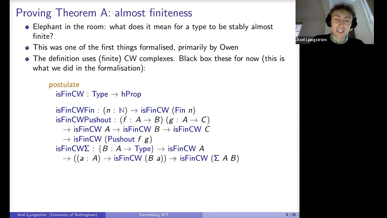 Axel Ljungström, A formalisation of the Serre finiteness theorem
