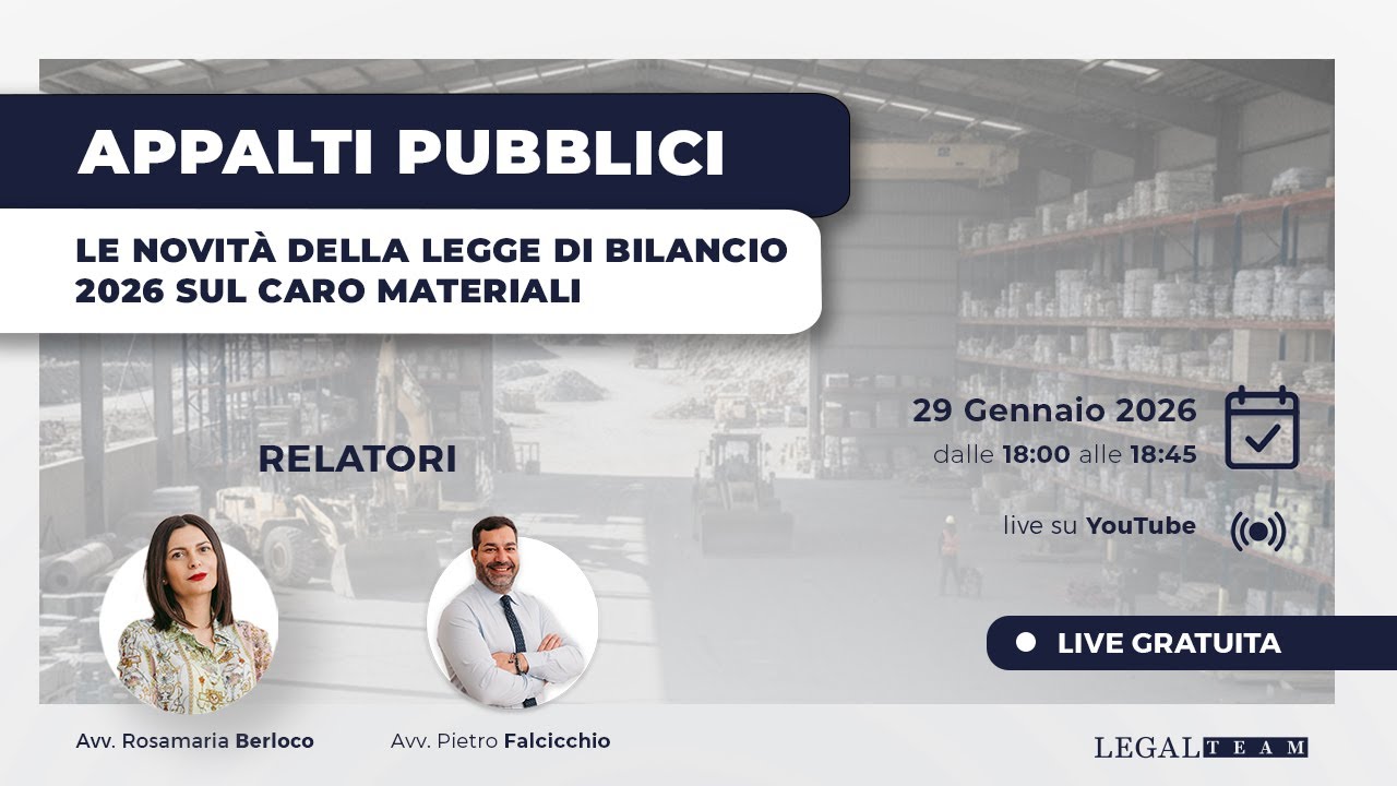 APPALTI PUBBLICI e Legge di Bilancio 2026: cosa cambia per il caro materiali?