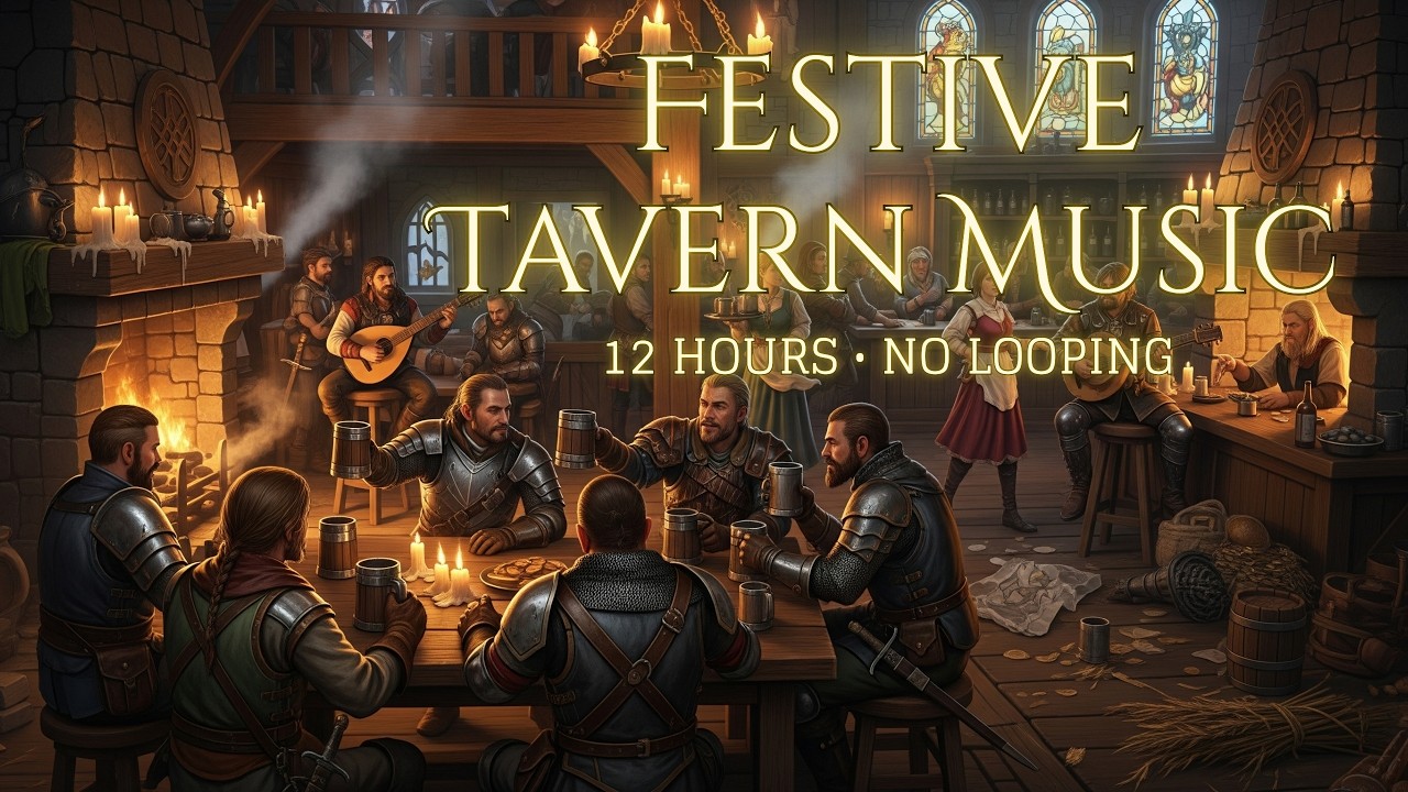 12 Hours of Festive Tavern Music | Lively Medieval Celtic Folk Ambience for DnD, Fantasy & Study