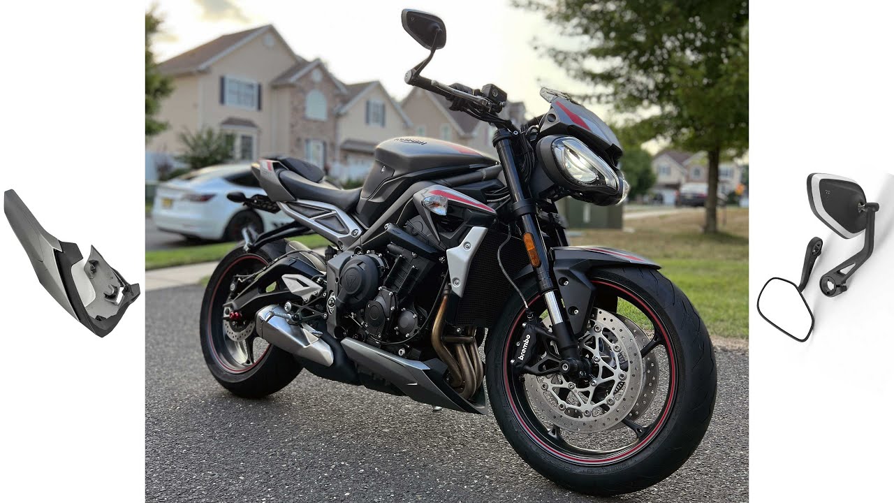 Установка комплекта защитного кожуха Triumph Street Triple R 2022 года и боковых зеркал заднего вида