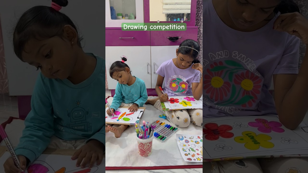Drawing competition #drawing #coloring #competition #sisters