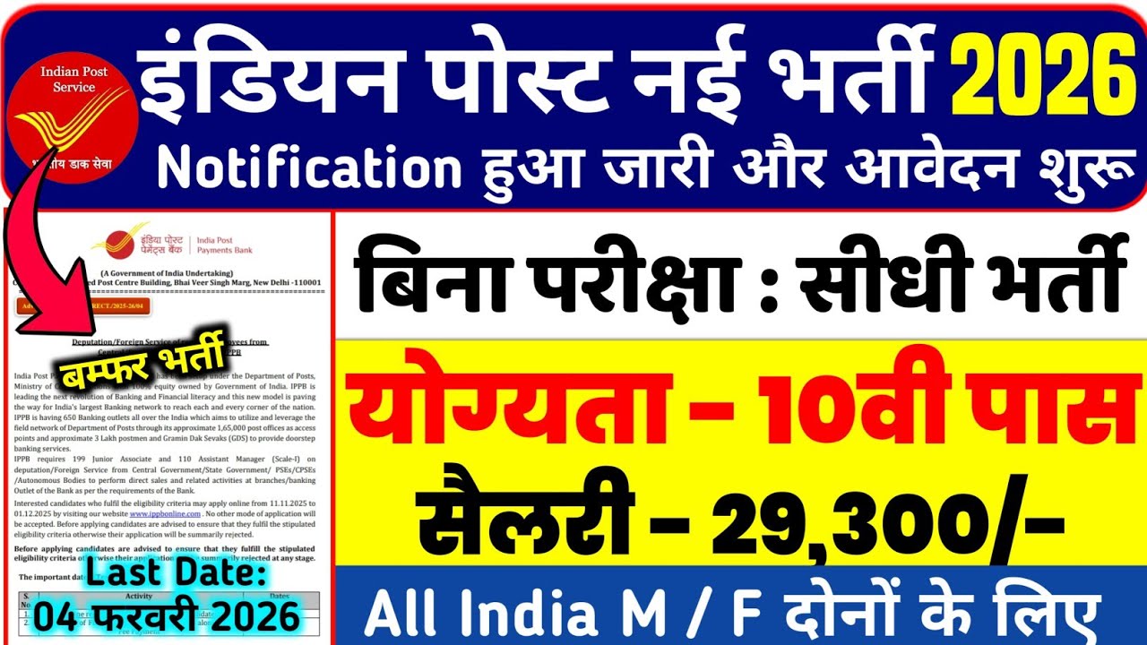 Indian Post GDS Vacancy 2026 | बम्फर पदो निकली डॉक सेवक की भर्ती | New Vacancy,जाने सम्पूर्ण जानकारी