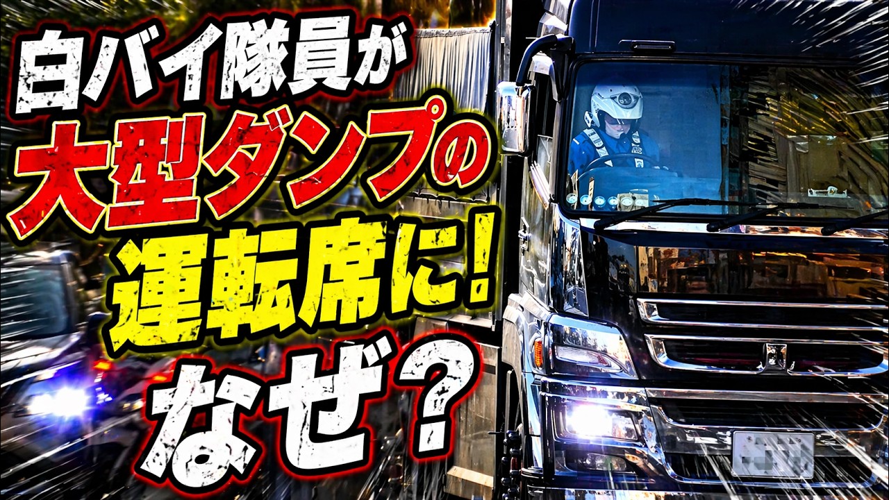 白バイ隊員が激怒して怒鳴る！大きな交差点の左折専用レーンに居座る迷惑ダンプの末路