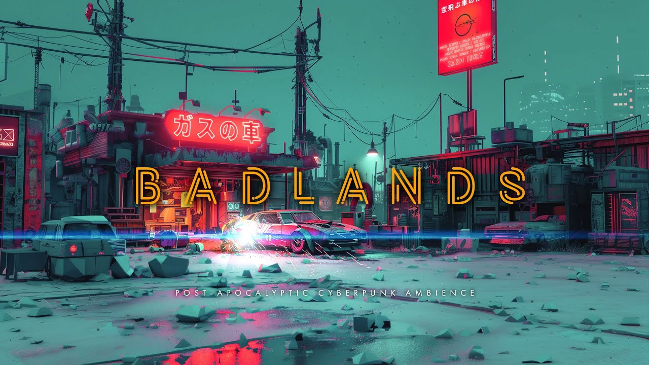 BADLANDS | Post-Apocalyptic, Cyberpunk Ambience | 1 Hour | Sleep, Study, Relax, Focus.