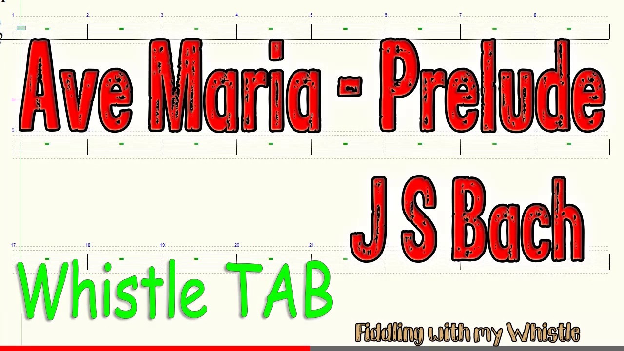 Ave Maria - Prelude - J S Bach - Tin Whistle - Play Along Tab Tutorial