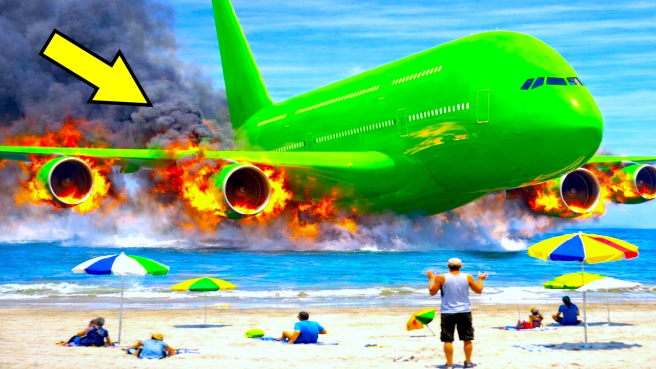Airplane Makes Emergency Landing On Beach Due To Three Burning Engines | GTA 5