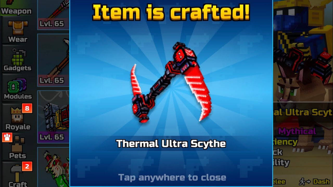 Getting the Thermal Ultra Scythe from Veteran’s chest! Plus some raid gameplay with it Pixel Gun 3d