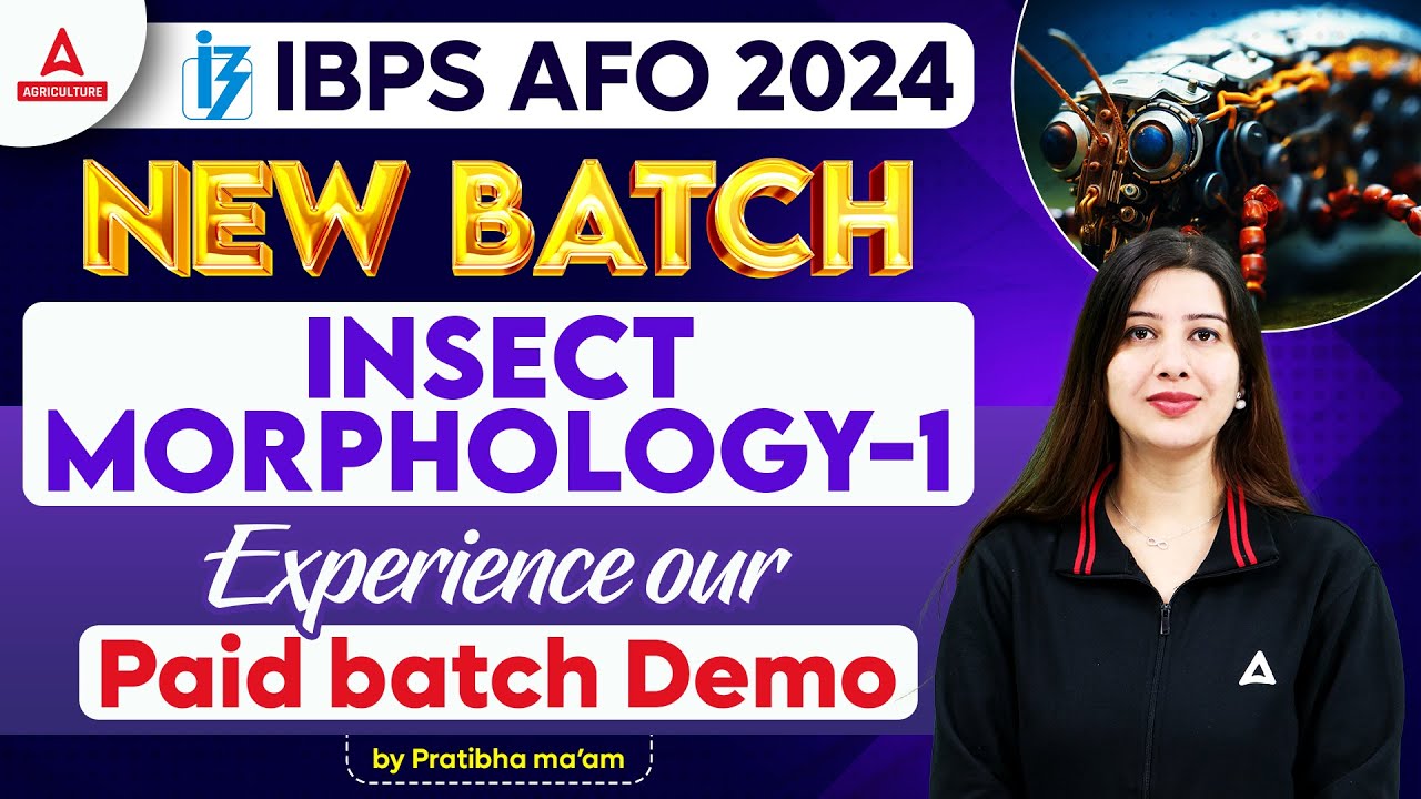 Insects Morphology #1 | Demo Class | IBPS AFO Prelims Preparation | Entomology by Pratibha Mam
