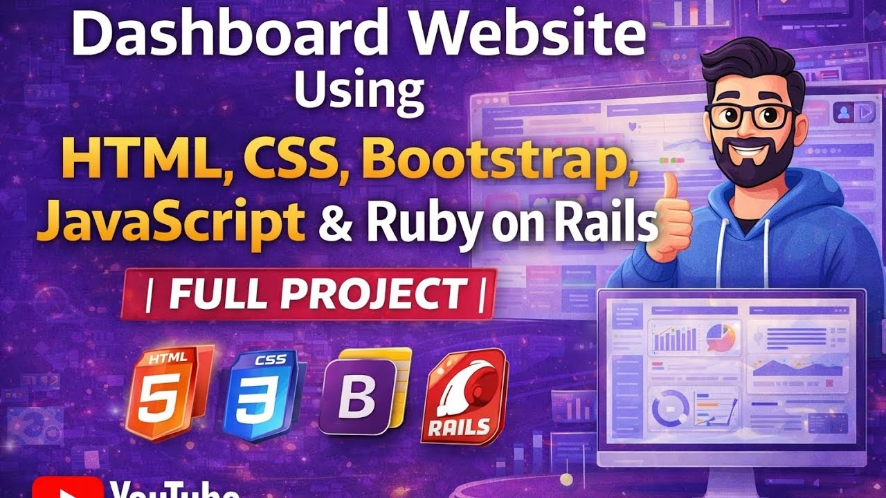 Dashboard Website Using HTML, CSS, Bootstrap, JavaScript & Ruby on Rails | Full Project