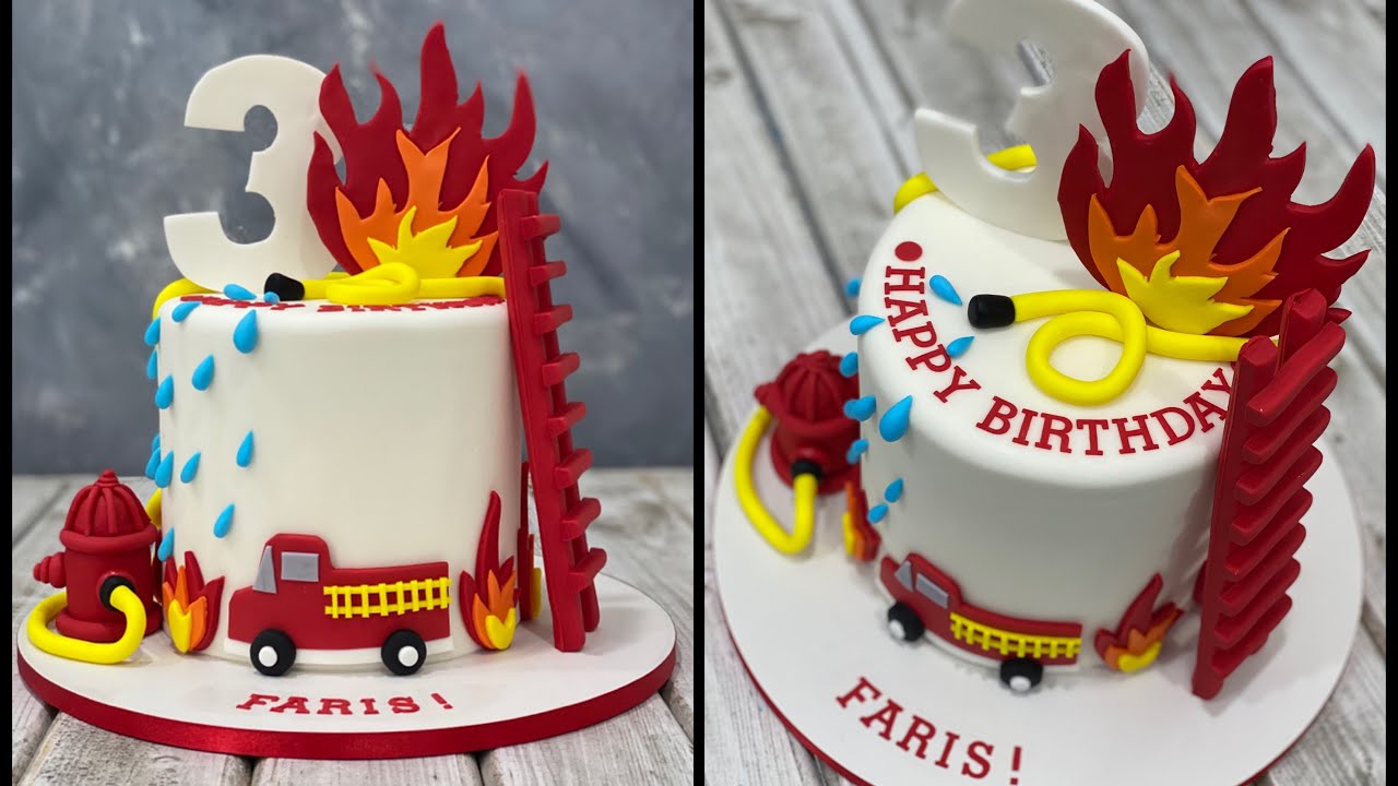 Fire & Firetruck Cake
