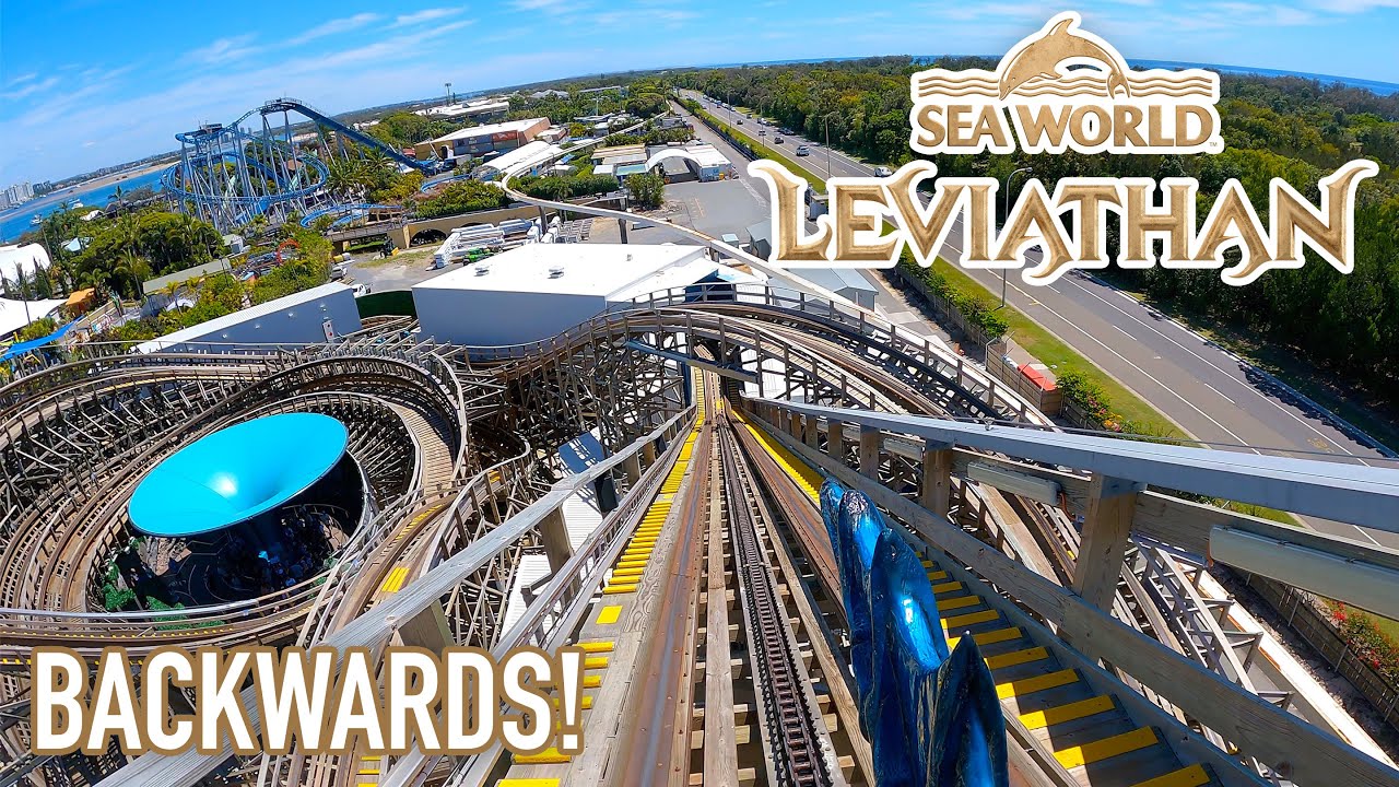 Leviathan CRAZY Backwards Seat POV! Sea World Australia Wooden Roller Coaster