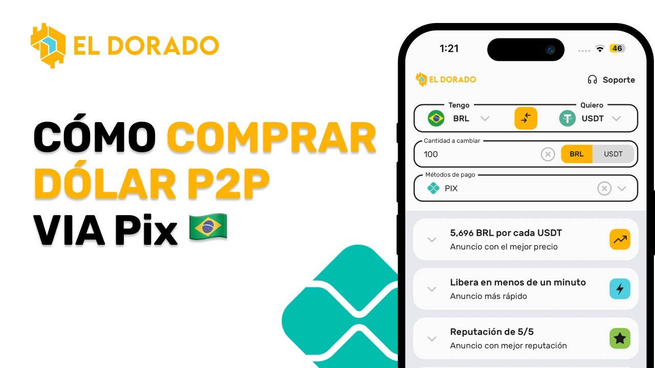 C&oacute;mo comprar d&oacute;lares P2P via Pix en Brasil con El Dorado | r&aacute;pido y f&aacute;cil