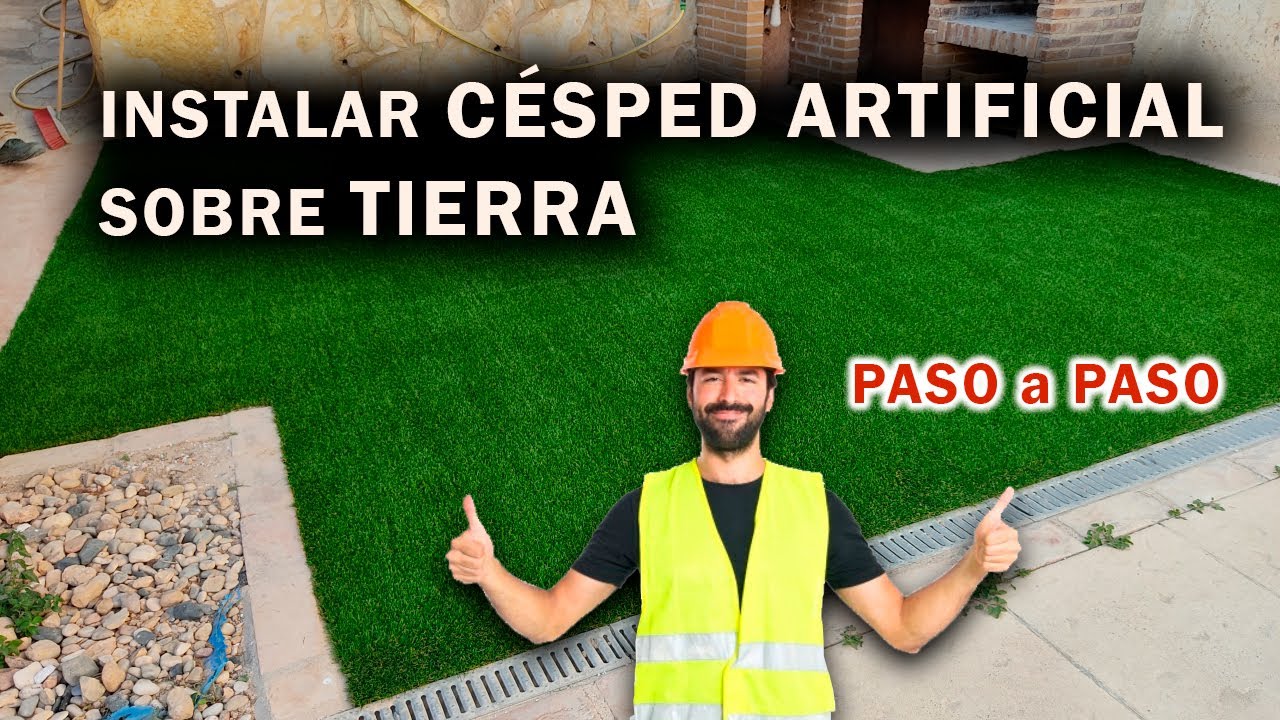 Instalar CÉSPED ARTIFICIAL sobre TIERRA en una BARBACOA