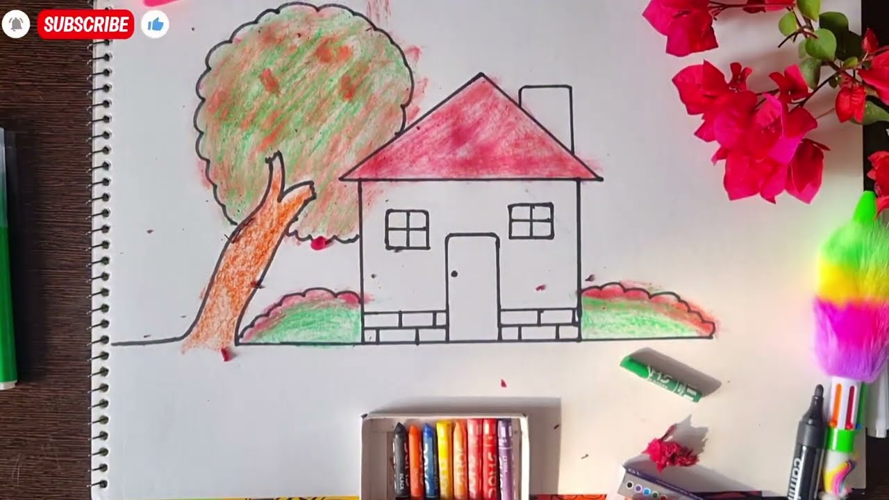 Easy Home Drawing for Kids 🏠 | Step by Step House Drawing | Kids Art & Coloring Fun