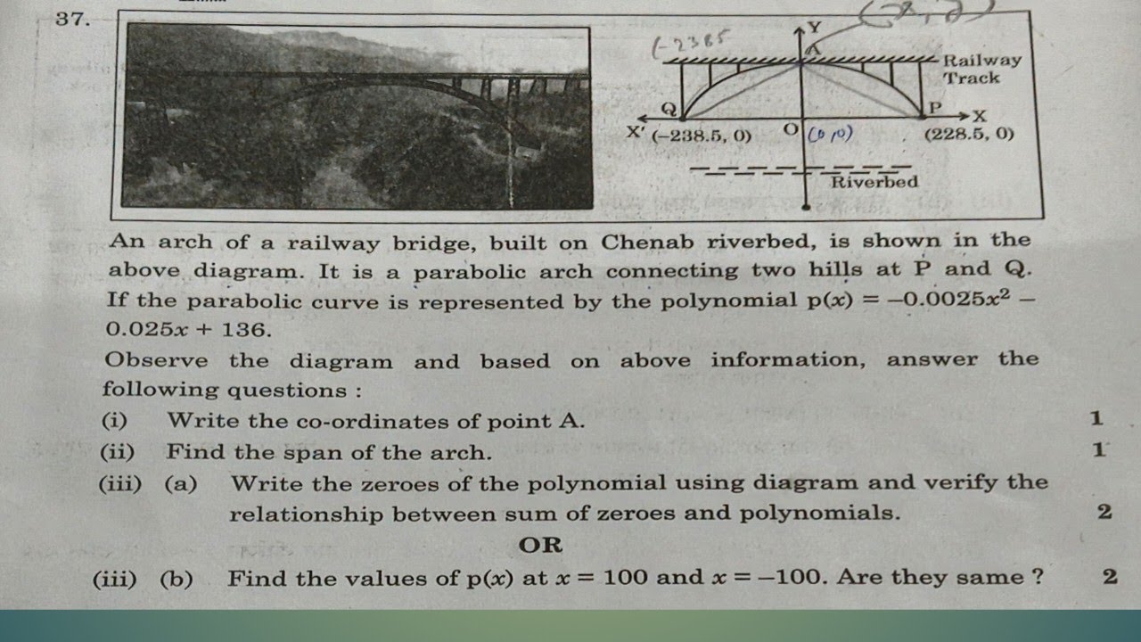 An arch of a railway bridge, built on Chenab riverbed, is shown in the above diagram. It is