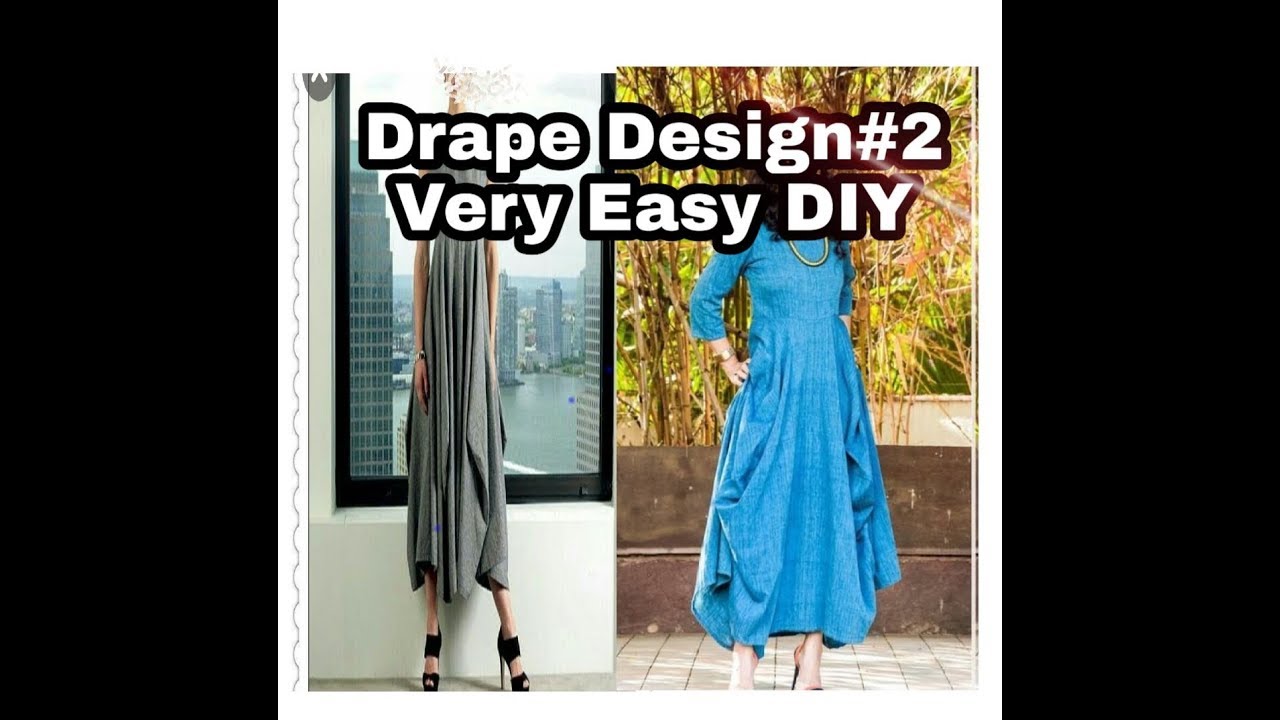 Draped dress design#2 ( Complete Tutorial)/Very Easy DIY @`Fashion Journey