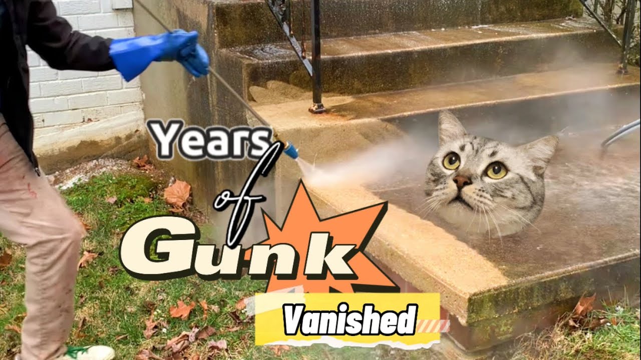 Pressure Washing Decades Of Grime From Concrete Walkway & Steps | Turbo Nozzle + Surface Cleaner